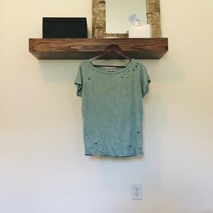 Mint Blue/ Green Distressed Style T-Shirt Express